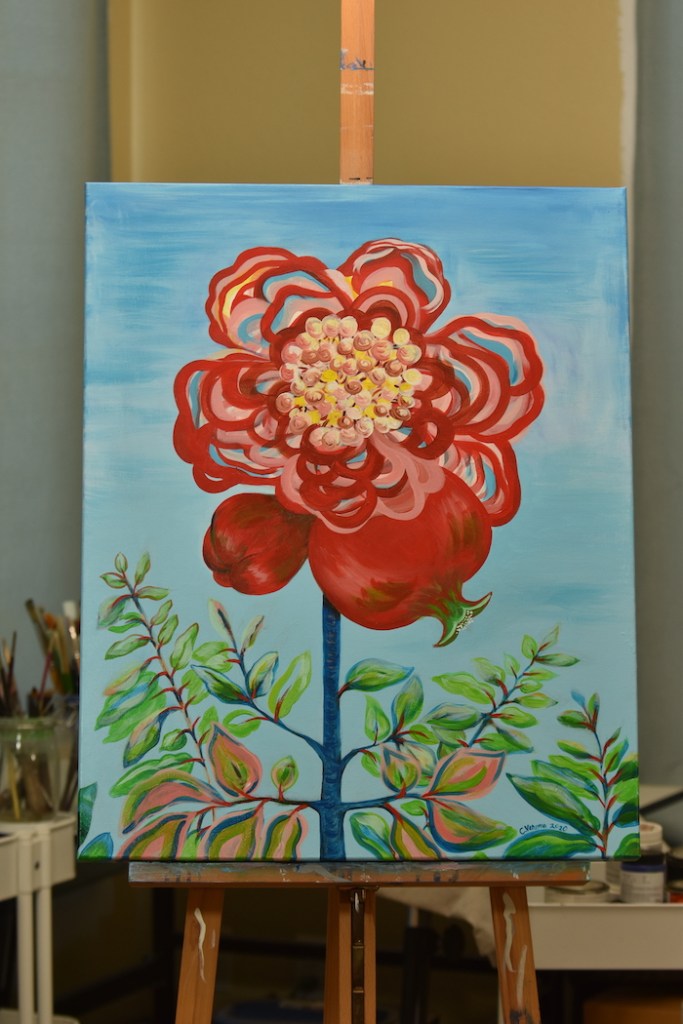 venema pomegranate blossom acrylic on canvas