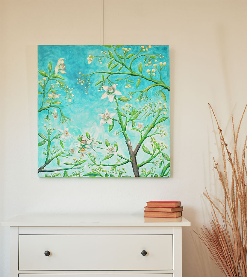 orange blossoms art acrylic on canvas