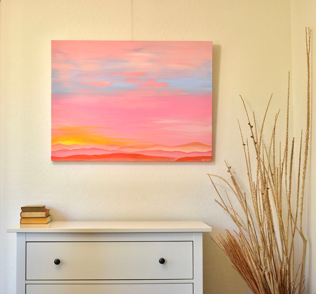 pink sunrise acrylic on canvas