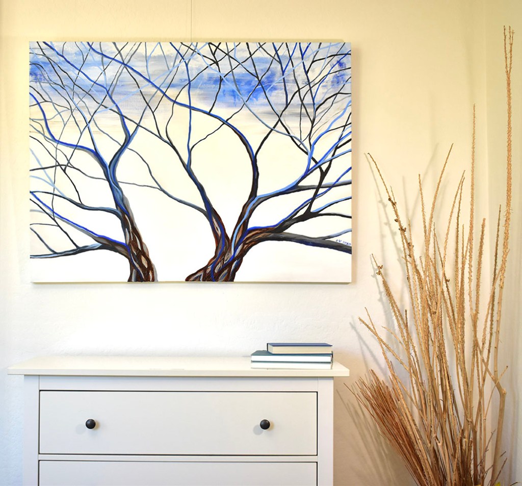 winter tree painting acrylic on canvas