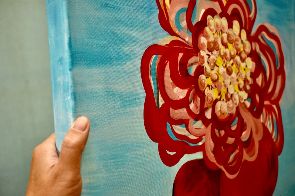 pomegranate blossom acrylic on canvas artist Chris Venema